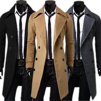 Moda marka jesienna kurtka długi płaszcz mężczyźni wysokiej jakości Slim Fit Solid Color mężczyźni płaszcz dwurzędowy kurtka M-4Xl 3